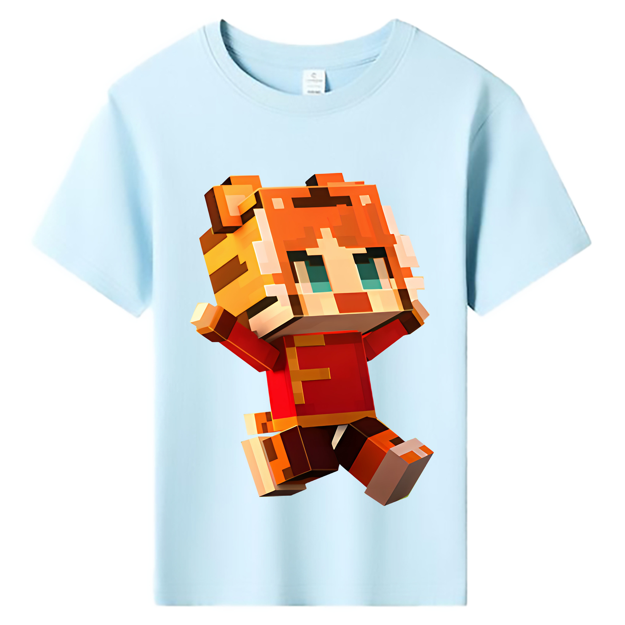 （画像用） マインクラフト ブロックの世界 Minecraft MC Block world 綿100％キッズTシャツ（フロントプリント）